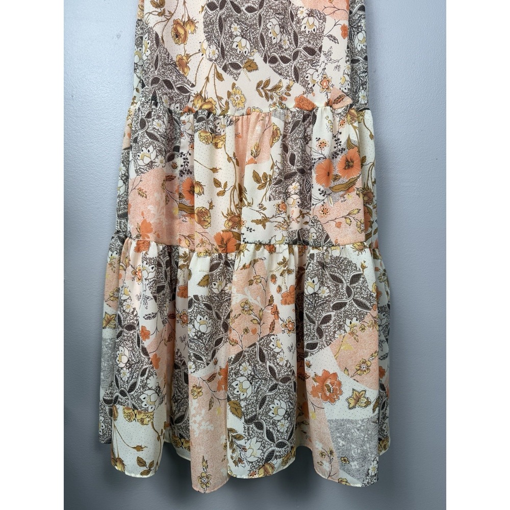 Vintage K‎ & Company Dress Floral Patchwork Ruffle Tiered Boho Maxi Y2K Size 12 - Picture 5 of 10